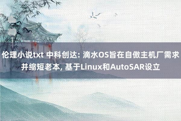 伦理小说txt 中科创达: 滴水OS旨在自傲主机厂需求并缩短老本, 基于Linux和AutoSAR设立