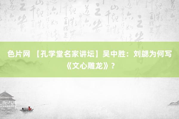 色片网 【孔学堂名家讲坛】吴中胜：刘勰为何写《文心雕龙》？