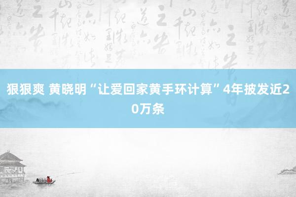 狠狠爽 黄晓明“让爱回家黄手环计算”4年披发近20万条